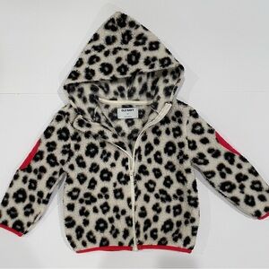 OLD NAVY 4T Leopard Print Sherpa Zip-Up Hoodie Jacket with Elbow Patches